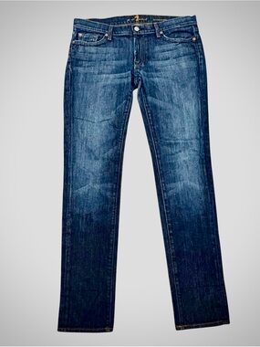 7 For All Mankind Roxanne Slim Straight Jeans 31 Coastal Preppy Dark Wash
